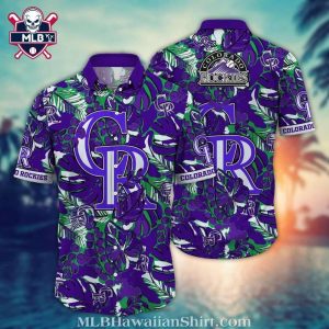 Rockies Lavender Tropics MLB Button-Up Aloha Shirt