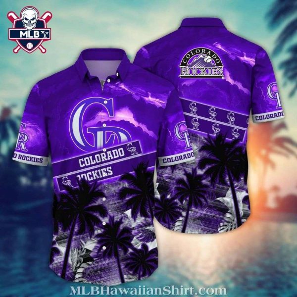 Rockies Nightfall Tropics – MLB Colorado Purple Sunset Hawaiian Shirt