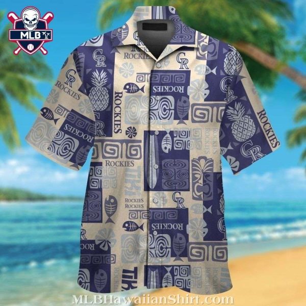 Rockies Polynesian Navy Pattern MLB Aloha Shirt