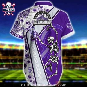 Rockies Purple Skeleton Dance MLB Tropical Hawaiian Shirt 2