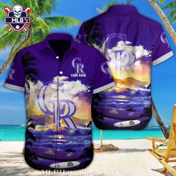 Rockies Sunset Serenade – Customizable Colorado Rockies Aloha Shirt