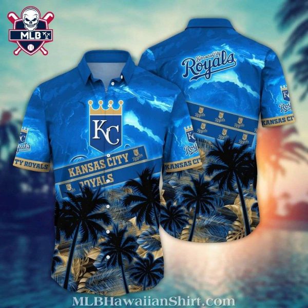 Royal Blue Palms Kansas City Royals Tropical Hawaiian Shirt