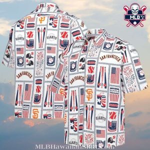 SF Giants 4th Of July Hawaiian Shirt – Patriotic Fireworks And Flags