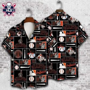 SF Giants Baseball Motifs Tropical Hawaiian Shirt