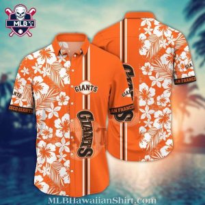 SF Giants Hibiscus Charm – Tropical White And Orange Aloha Shirt