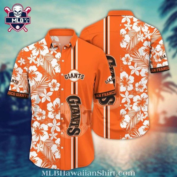 SF Giants Hibiscus Charm – Tropical White And Orange Aloha Shirt