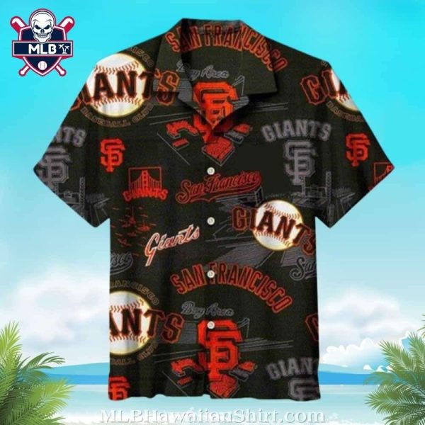 SF Giants Night Game Hawaiian Shirt – Logos And Scripts Blackout