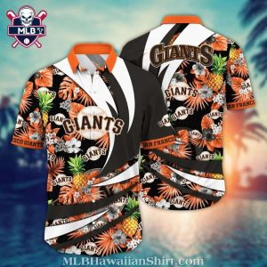 San Francisco Giants Floral Stripe Hawaiian Shirt – Orange Botanicals