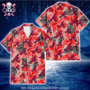 Scarlet Hibiscus Atlanta Braves Hawaiian Aloha Shirt