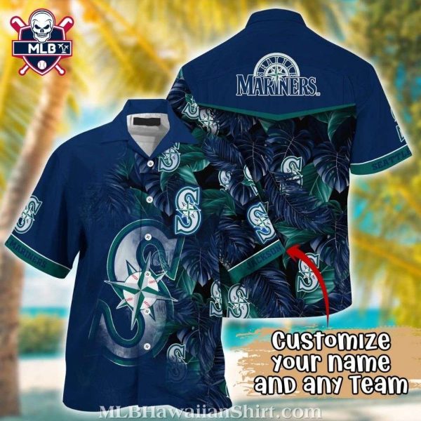 Seattle Mariners Customizable Tropical Green Foliage Hawaiian Shirt