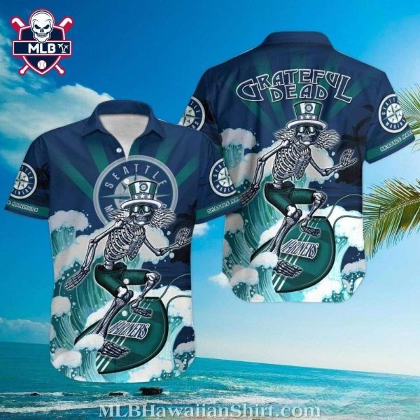 Seattle Mariners Grateful Dead Aloha Shirt – Skeleton Pitcher Tropical Edition