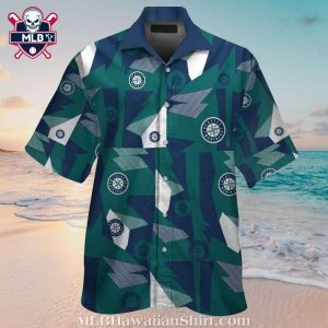 Seattle Mariners Green Geometric Compass Hawaiian Shirt