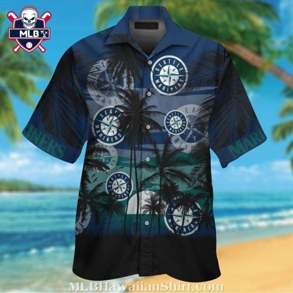 Seattle Mariners Oceanic Palm Sunset Aloha Shirt