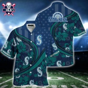 Seattle Mariners Starry Night Hibiscus Floral Hawaiian Shirt