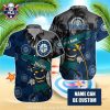 Seattle Mariners Striped Leaf Pattern Aloha Shirt