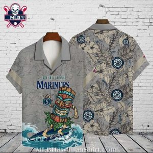 Seattle Mariners Tiki Surf Gray Tropical Hawaiian Shirt