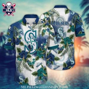 Seattle Mariners Tropical Hibiscus And Palms Hawaiian Shirt