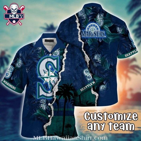 Seattle Mariners Vibrant Tropical Split Design Hawaiian Shirt