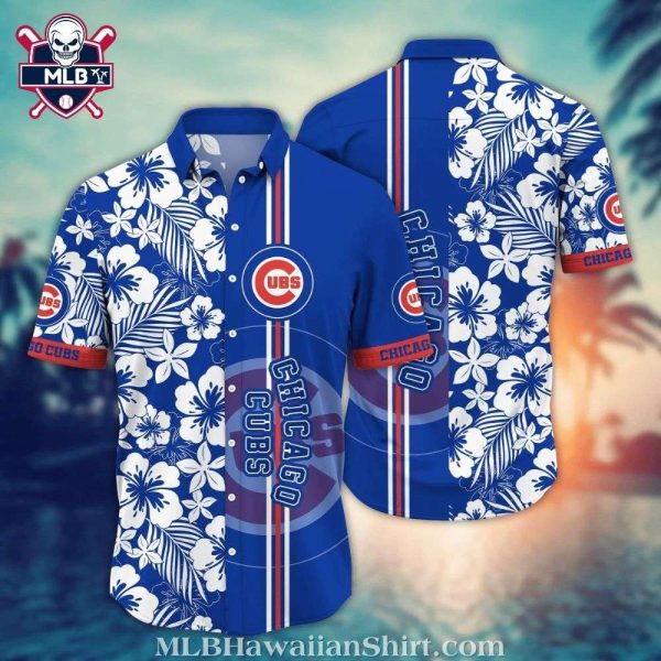 Serene White Floral – Chicago Cubs Tropical Hawaiian Shirt