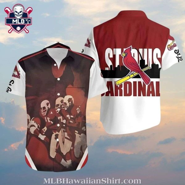 Shadow Play Red And White Cardinals Baseball Aloha Shirt