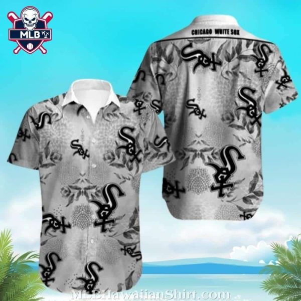 Silver Chicago White Sox Pineapple And Hibiscus Hawaiian Shirt