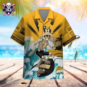 Skeleton Surf Pittsburgh Pirates Hawaiian Shirt – Funny Grateful Dead Aloha Shirt