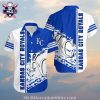 Tropical Elegance – KC Royals Aloha Shirt With Lush Blue Foliage