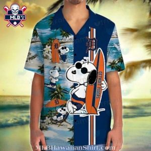 Snoopy Surf Detroit Tigers Tropical Hawaiian Shirt