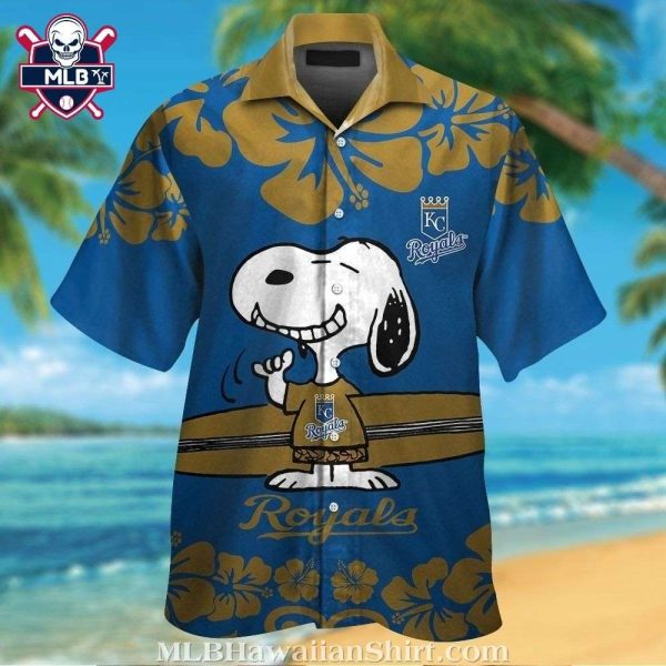 Snoopy Surfboard Hibiscus Pattern KC Royals Hawaiian Shirt