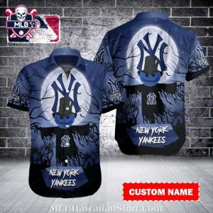 Spooky Blue – Yankees Halloween Night Custom Name Hawaiian Shirt