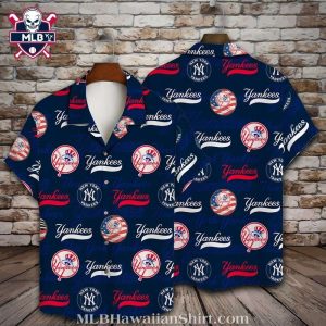 Sporty Yankees Logo All-Over Print Hawaiian Shirt