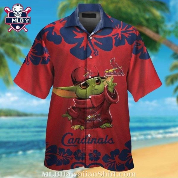 St. Louis Cardinals Baby Yoda Hibiscus Hawaiian Shirt