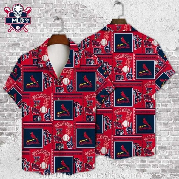 St. Louis Cardinals Baseball Patchwork Hawaiian Shirt