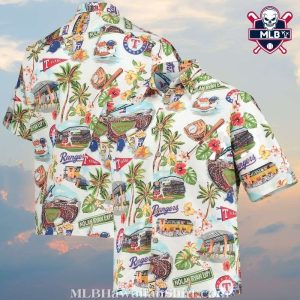 Stadium Baseball Pattern Texas Rangers Hawaiian Shirt