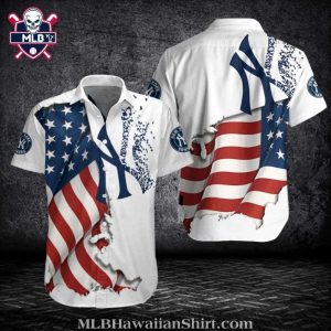 Stars And Stripes NY Yankees American flag Pattern Aloha Shirt