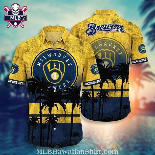 Summer Game Day – Milwaukee Brewers Tropical Leaves Hawaiian Shirt