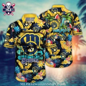 Summer Night Palm Milwaukee Brewers Hawaiian Shirt