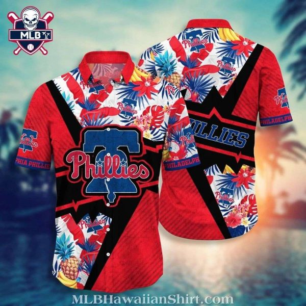 Summer Of Phillies Red, White And Blue Tropical Hawaiian Shirt