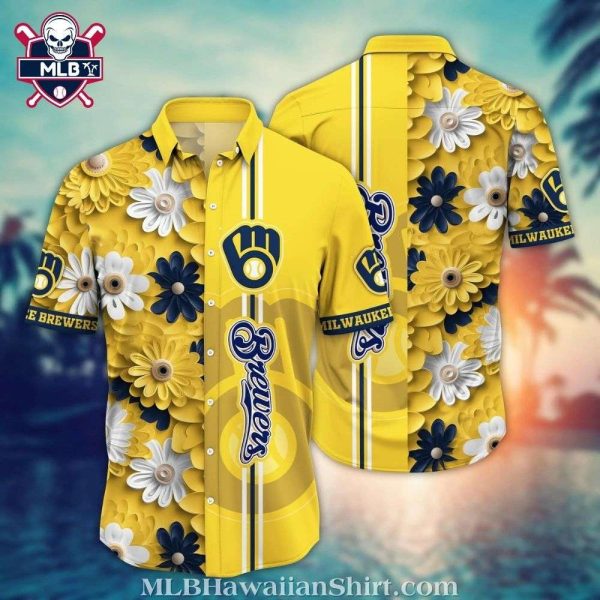 Summer Play Ball – Milwaukee Brewers Yellow Floral MLB Hawaiian Shirt