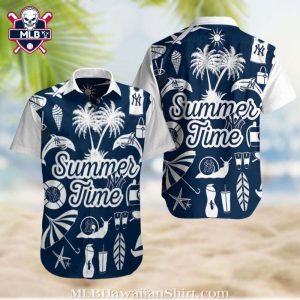 Summer Time NY Yankees Tropical Hawaiian Shirt