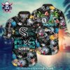 Tropical Parrot And Leaf Print White Sox Hawaiian Shirt