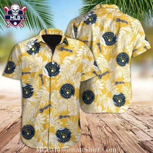 Sunny Brewers’ Foliage – Bright Yellow Hawaiian Print Shirt