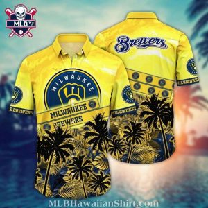 Sunny Palm Curve – Milwaukee Brewers Vibrant Hawaiian Shirt