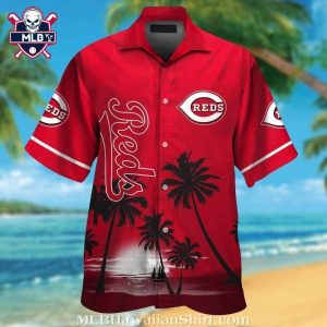 Sunset Palm Silhouette – Cincinnati Reds Tropical Hawaiian Shirt