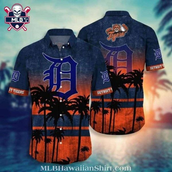 Sunset Palms Detroit Tigers Tropical Hawaiian Shirt