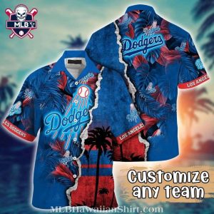 Sunset Palms LA Dodgers Aloha Button-Up Shirt – Vibrant MLB Design