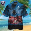 Red Hibiscus And Tropical Leaves Dodgers Aloha Shirt