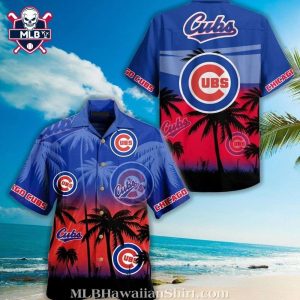 Sunset Palms – MLB Chicago Cubs Tropical Hawaiian Shirt In Gradient Sunset