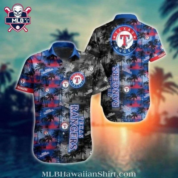 Sunset Palms Texas Rangers Tropical Hawaiian Shirt