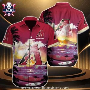 Sunset Serenade Arizona Diamondbacks MLB Aloha Shirt – Palm Silhouette Design